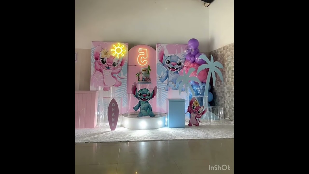 Montagem decoração Stitch e Angel