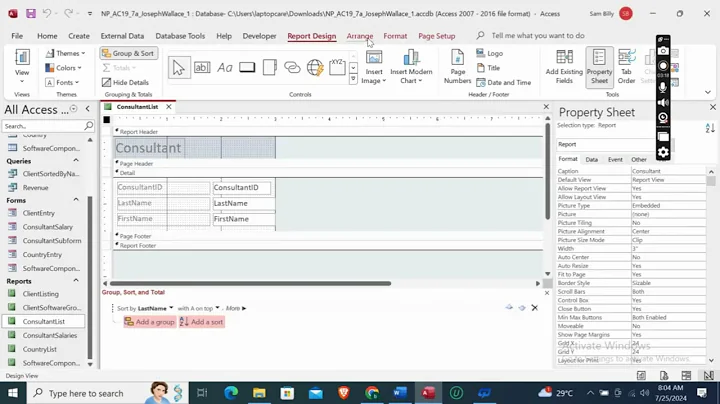 New Perspectives Access 2019 | Module 7: SAM Project 1a | Global Human Resources Consultants