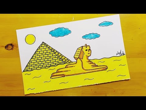 رسم مصر مهد الحضارة رسم موضوع عن السياحه رسم الاهرامات رسم ابوالهول رسم مصر في عيون ابنائها 
