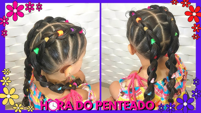 Penteado Infantil com ligas para cabelo curto, médio ou longo