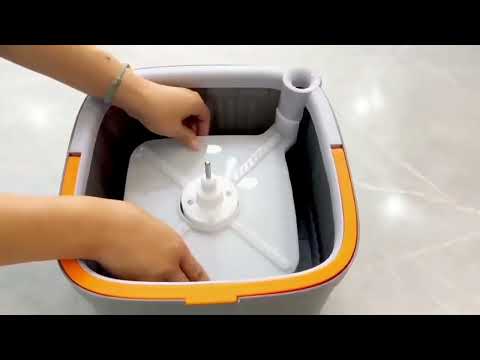 مجموعة ممسحة دوارة ودلو مع نظام فصل ذاتي للمياه المتسخة والنظيفة راس ممسحة مربعة دوارة 360