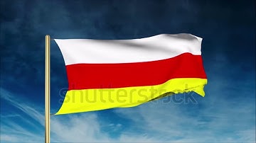 4K South Ossetia flag slider style. Waving in the win with cloud background animation Stock video
