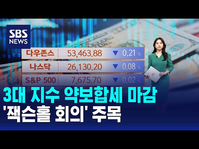 3대 지수 약보합세 마감..'잭슨홀 회의' 주목 / 뉴욕증시 / SBS 모닝와이드 2부