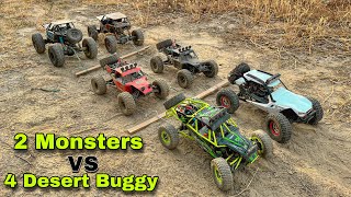 Two Rc Monster Crawlers Vs Four Rc Desert Buggies | 2 Vs 4