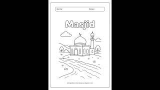 Download Gratis Gambar Mewarnai Masjid PDF untuk Anak TK Paud dan SD