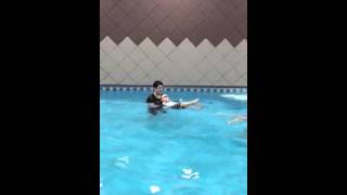 Frank at his 1st swimming lesson