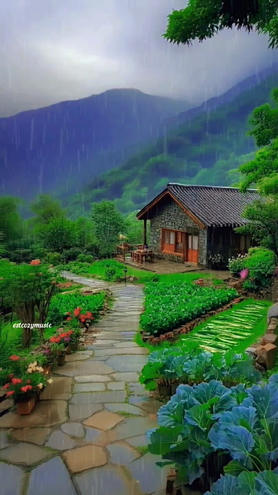 Soothing rain sound in cozy montain cottage #short #rainsound #rural #viralshort