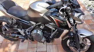 Kawasaki z650 Mastek exhaust hexagnal nero satinato +carbon end- kappe