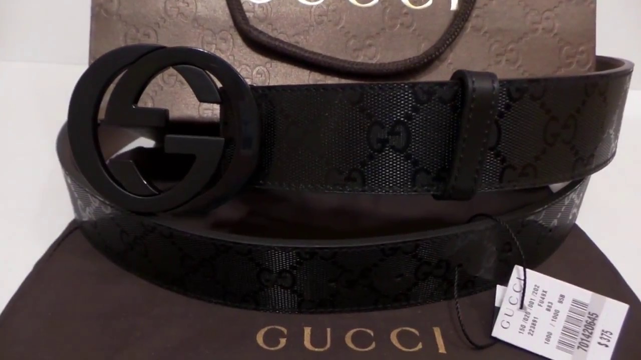 gucci belt black shiny imprime