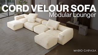 The New Corduroy Velour Sofa | Mario Capasa Mellow Sofa Modular Lounger
