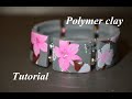 polymer clay tutorial FIMO bracelet with foil transfer pattern перевод фольги на полимерную глину