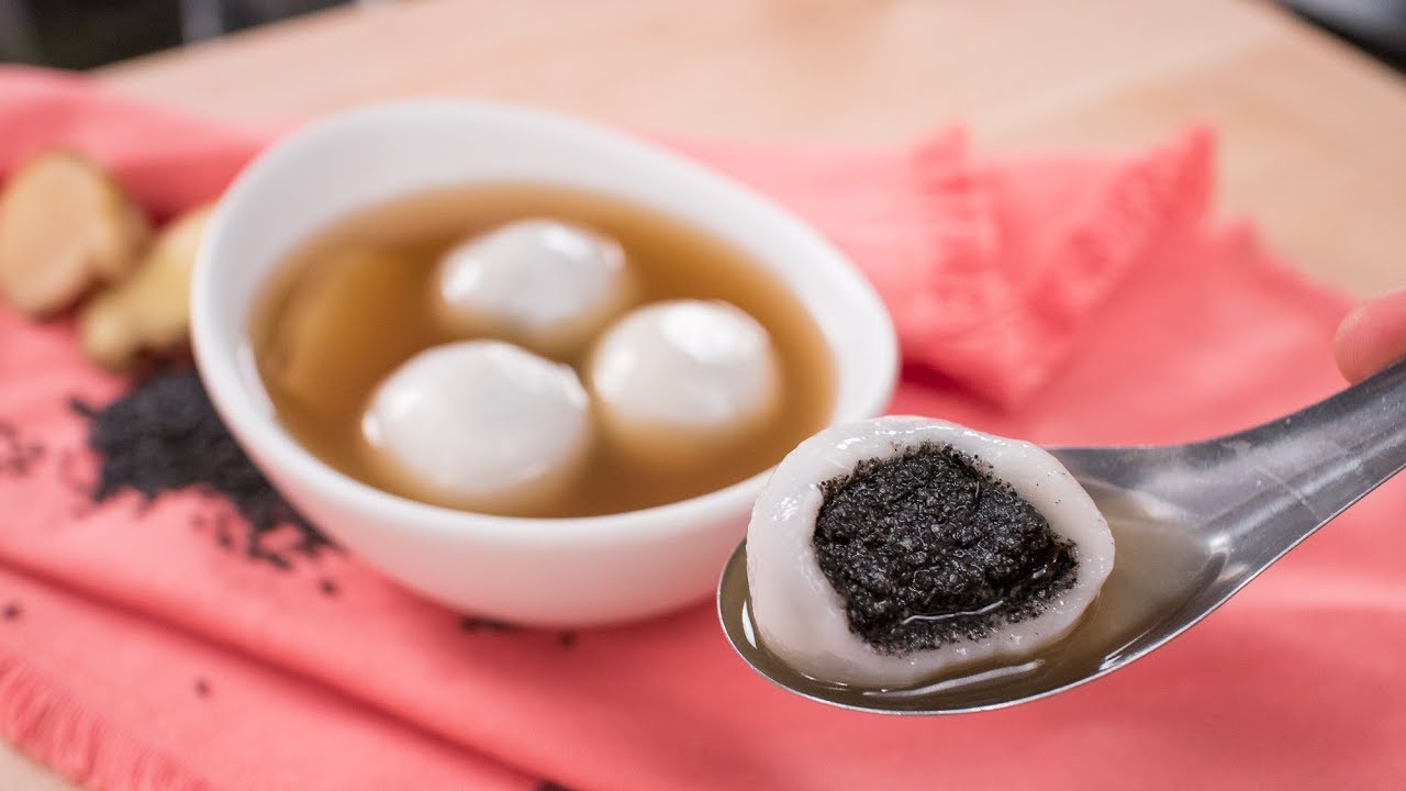 บัวลอยน้ำขิง  2022  Black Sesame Rice Balls (Tang Yuan) บัวลอยน้ำขิง | Chinese Dessert Recipes