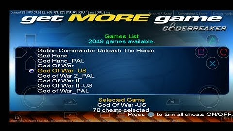 Damon PS2 Pro God of War 1 & God of War 2 (USA) enable Cheat Code Very Easy