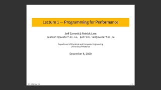ECE 459 Lecture 1: Programming for Performance