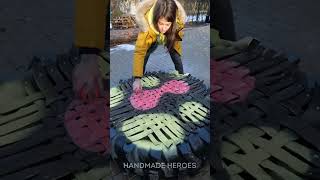 Happy Kids Bounce on Tractor Tire Trampoline! 🎉🚜