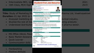 Student First Job Resume Word Format