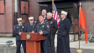 Chief Fire Marshal of Nassau County Michael Uttaro gives speech about egress importance