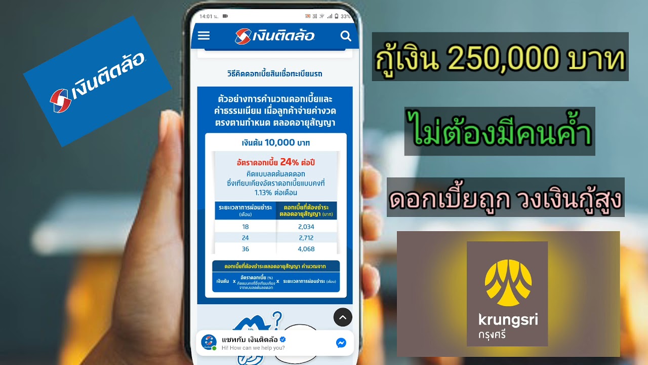 กู้เงิน 200,000 บาทกับ เงินติดล้อ และธนาคารกรุงศรี