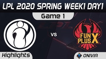 IG vs FPX Highlights Game 1 LPL Spring 2020 W1D1 Invictus Gaming vs FunPlus Phoenix LPL Highlights 2