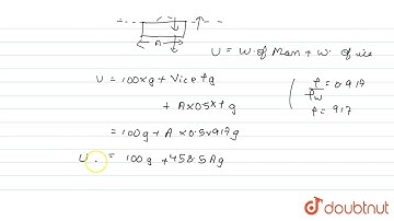 A block of ice of area `A` and thickness `0.5m` is floating in the fresh water. In order to just