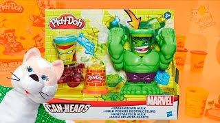 СУПЕРГЕРОИ Плей До Play Doh  Hulk Iron Man Can Heads Marvel Smashdown