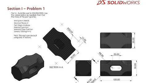 Solidworks CSWA Exam Practice | PART MODELLING | Section I - 1