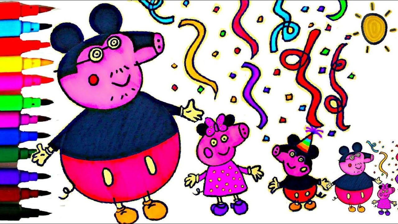 PEPPA PIG Coloring Book Pages Peppa39s Mickey Mouse Party