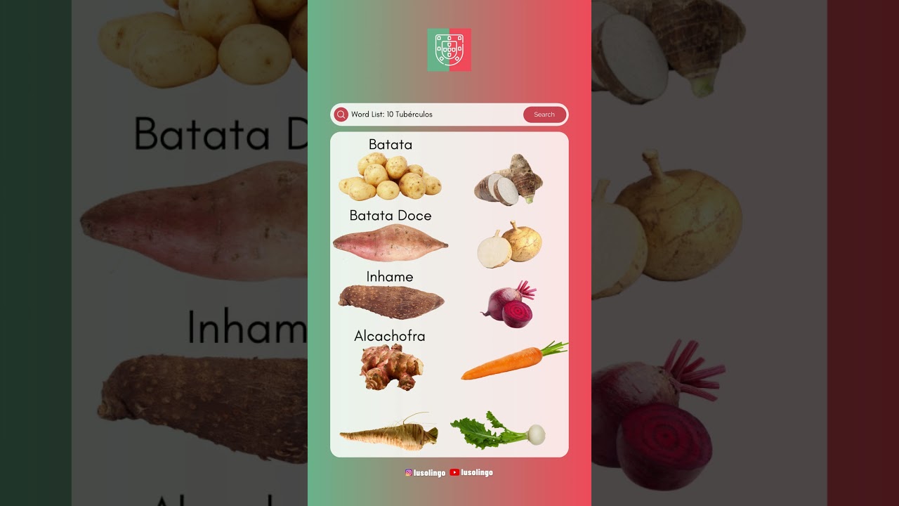 10 Tubérculos | 10 Tubers - Learn European Portuguese Vocabulary