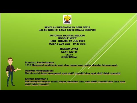 Bahasa Melayu Tahun 6 Ayat Aktif Youtube