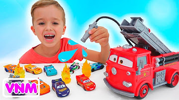 Vlad và Niki chơi với Disney Xe và ăn mừng Sét McQueen Ngày