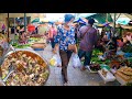 Phnom Penh Market Street Food, Fresh fruit, Vegetable, Meat, Dessert - Daily Lifestyle of Vendor