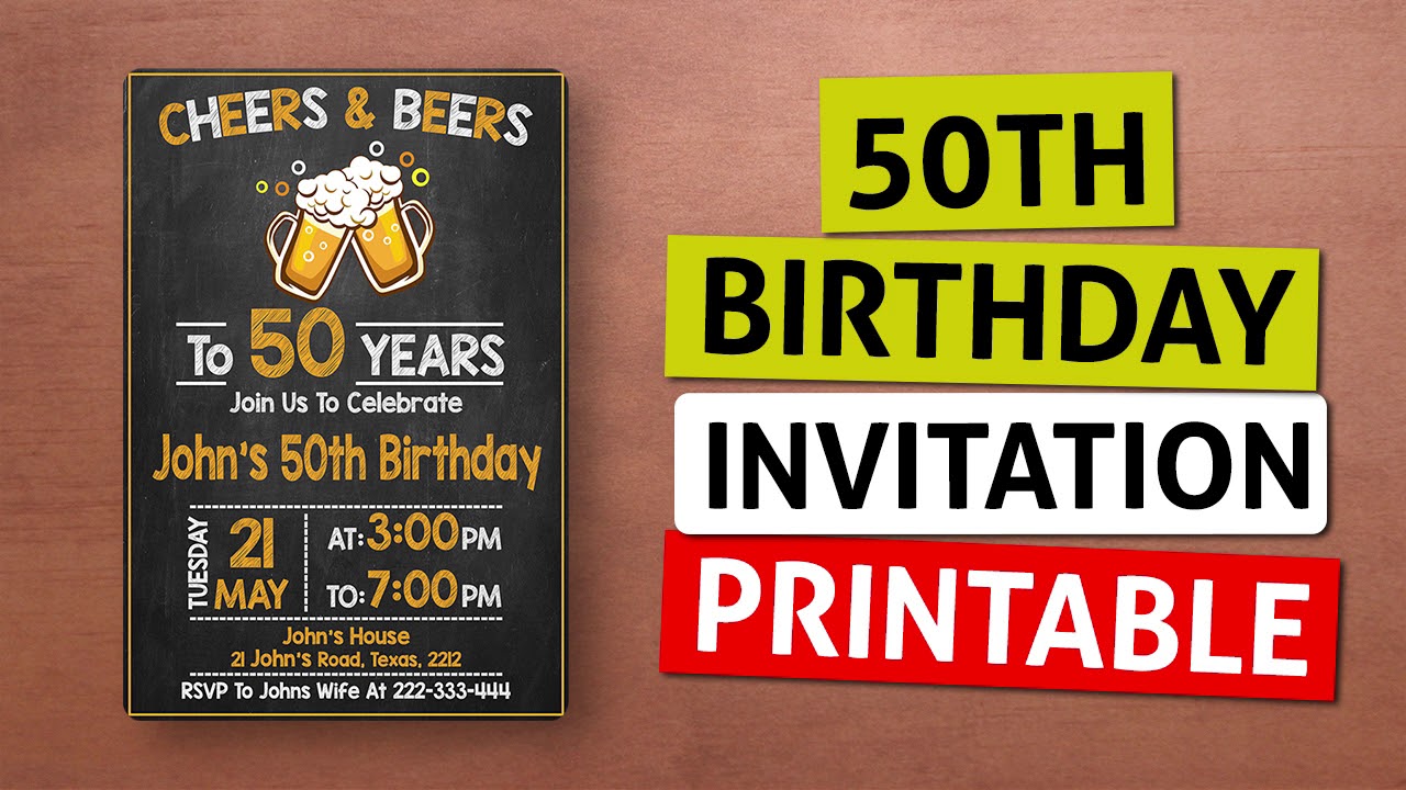 50th Birthday Invitations For Men Youtube