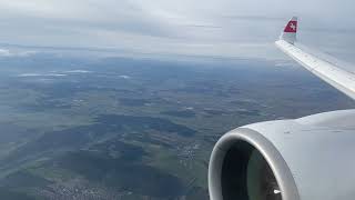 SWISS Airbus A220-300 Evening landing in Zurich (ZRH)