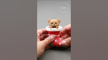 Make a Christmas bear with fondant or  soft air dry foam clay craft art tutorial #christmas