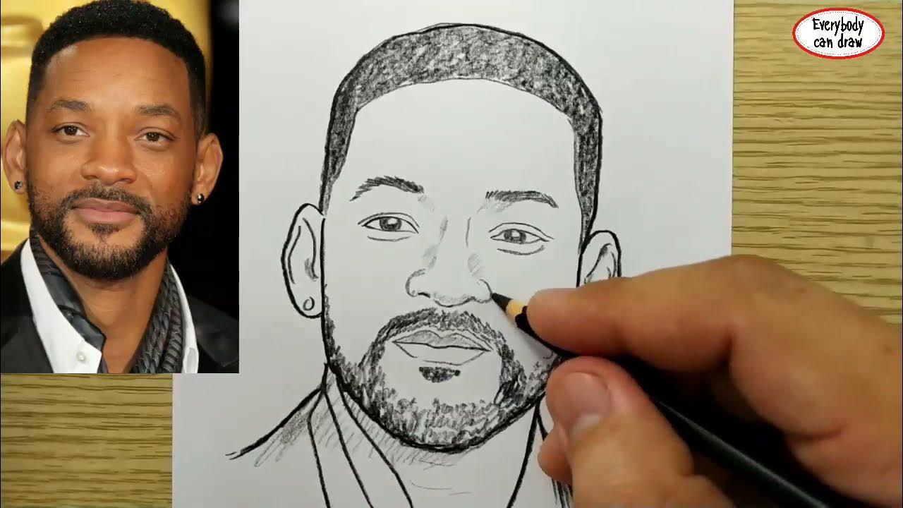 VERY EASY , How to draw will smith / learn drawing academy - YouTube
