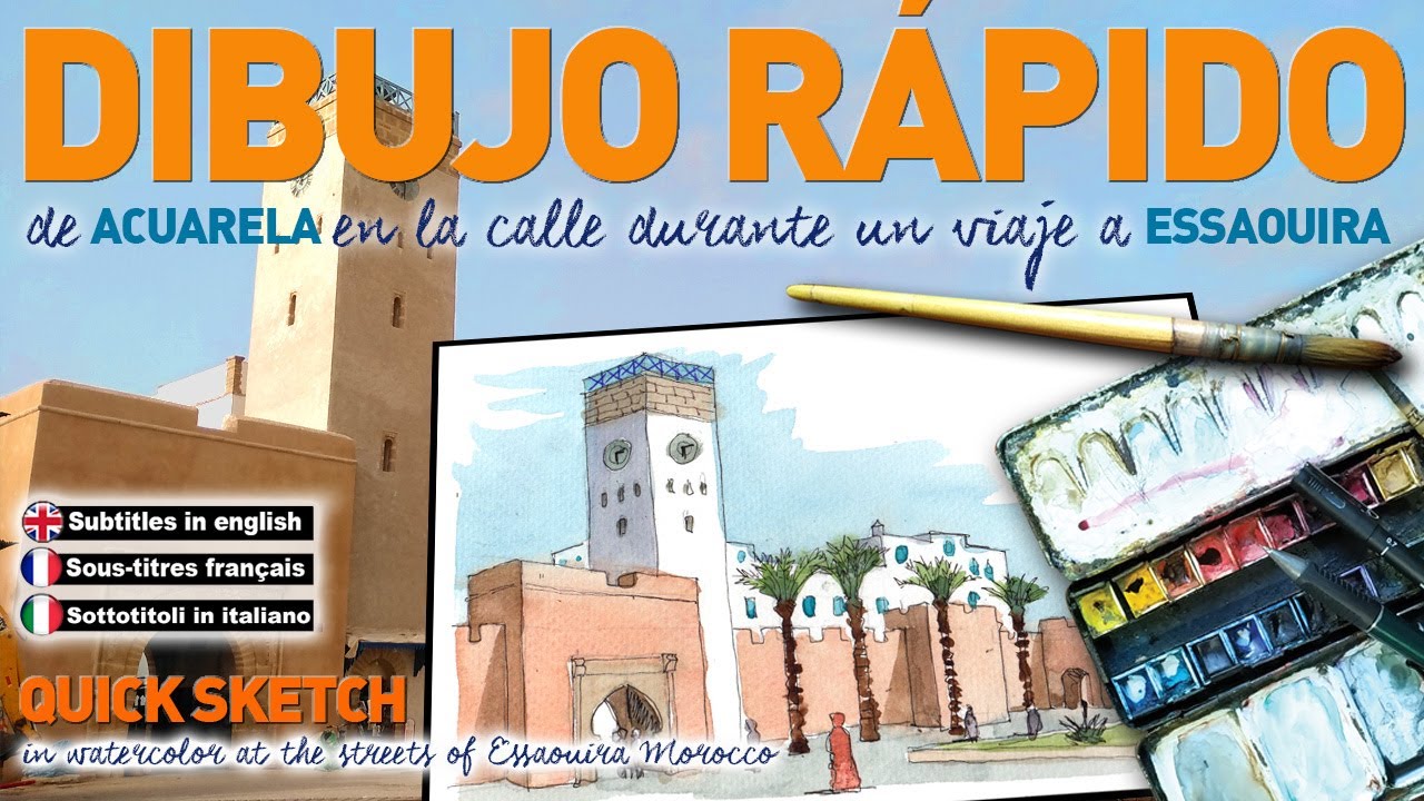 Dibujo rápido en acuarela. Essaouira, Marruecos. Quick sketch in watercolor in Essaouira, Morocco.