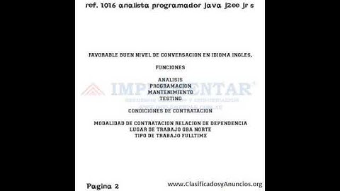 ref. 1016 analista programador java j2ee jr s Fecha: 29 de julio de 2011