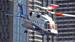 Impressive Sikorsky S92 Helibus landing & takeoff at 34th street East River heliport New York
