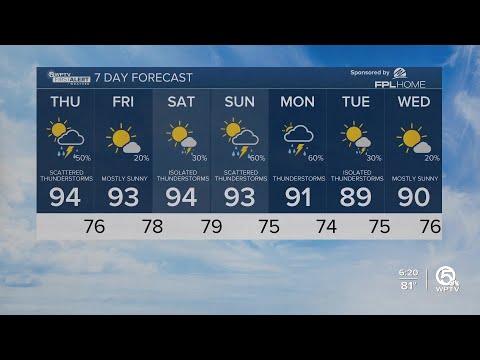 WPTV First Alert Weather forecast, morning of May 16, 2024