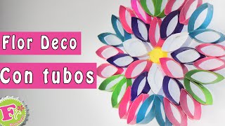 DIY: Flor DECO de tubos de papel! (decora tu recamara)