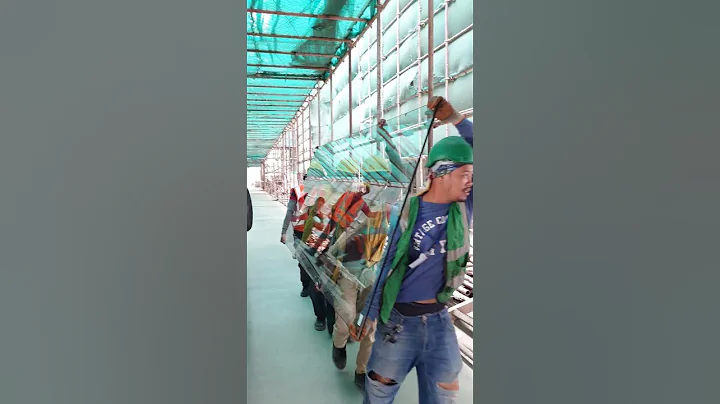 Lifting Tempered glass by Hands #construction #work #shorts