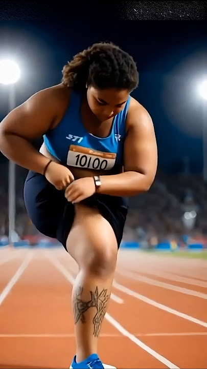 girl running showing her leg tattoo #short #running