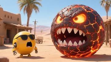 Pacman, Chain Chomp and Mecha Dog Outsmart Biped Robot and Shredder Robot Monster in a Labyrinth