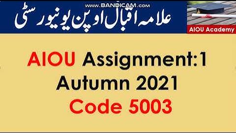 AIOU Assignment:1   Autumn 2021 Code 5003