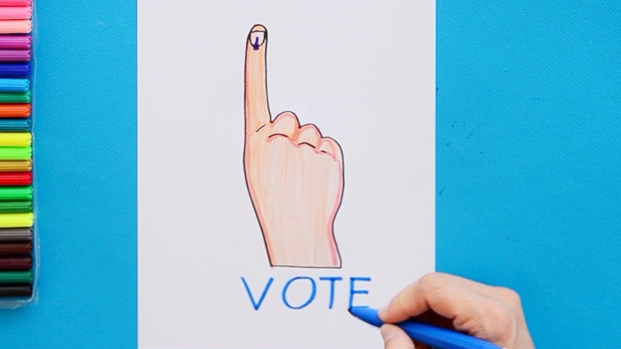 Artistic or drawing of voters hand putting Vector Image