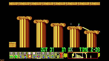 Lemmings (1991) - Taxing - Level 11 - The ascending pillar scenario