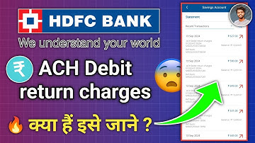 ACH Debit Return Charges HDFC Means | Non maintenance charges hdfc bank 🔥 | ecs return charges hdfc