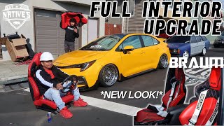 SEMA Built Corolla Gets New Interior | How To Install Braum Racing Seats | *FULL RED INTERIOR* Braum Seats Go In Diy Racing Seat Install