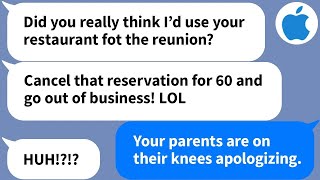 【Apple】She tried to cancel the reservation for our class reunion at my restaurant, but then...