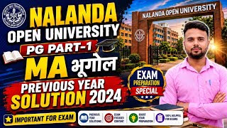 Nalanda Open University pg MA Geography pyq solutions 2024 classes